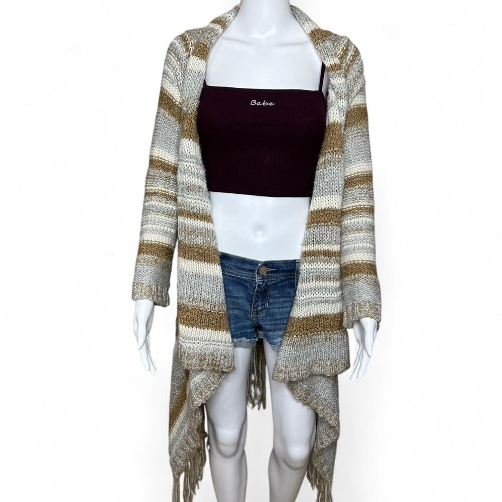 Knox Rose junior size XL Tan and brown striped cardigan